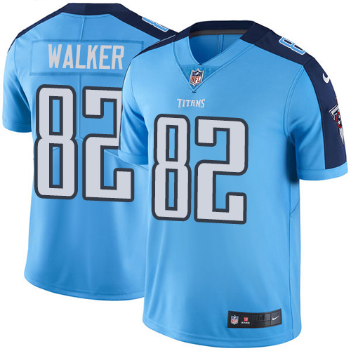 Men's Limited Delanie Walker Nike Jersey Light Blue - #82 Rush NFL Tennessee Titans